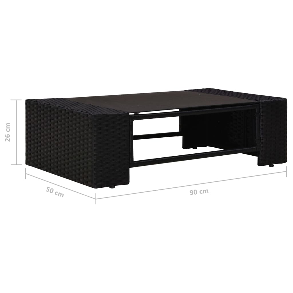 6 részes fekete polyrattan kerti ülőgarnitúra párnákkal