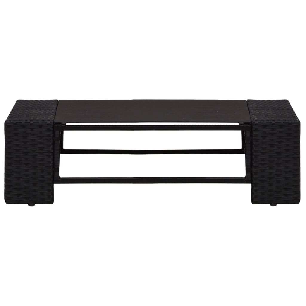 8 részes fekete polyrattan kerti ülőgarnitúra párnákkal