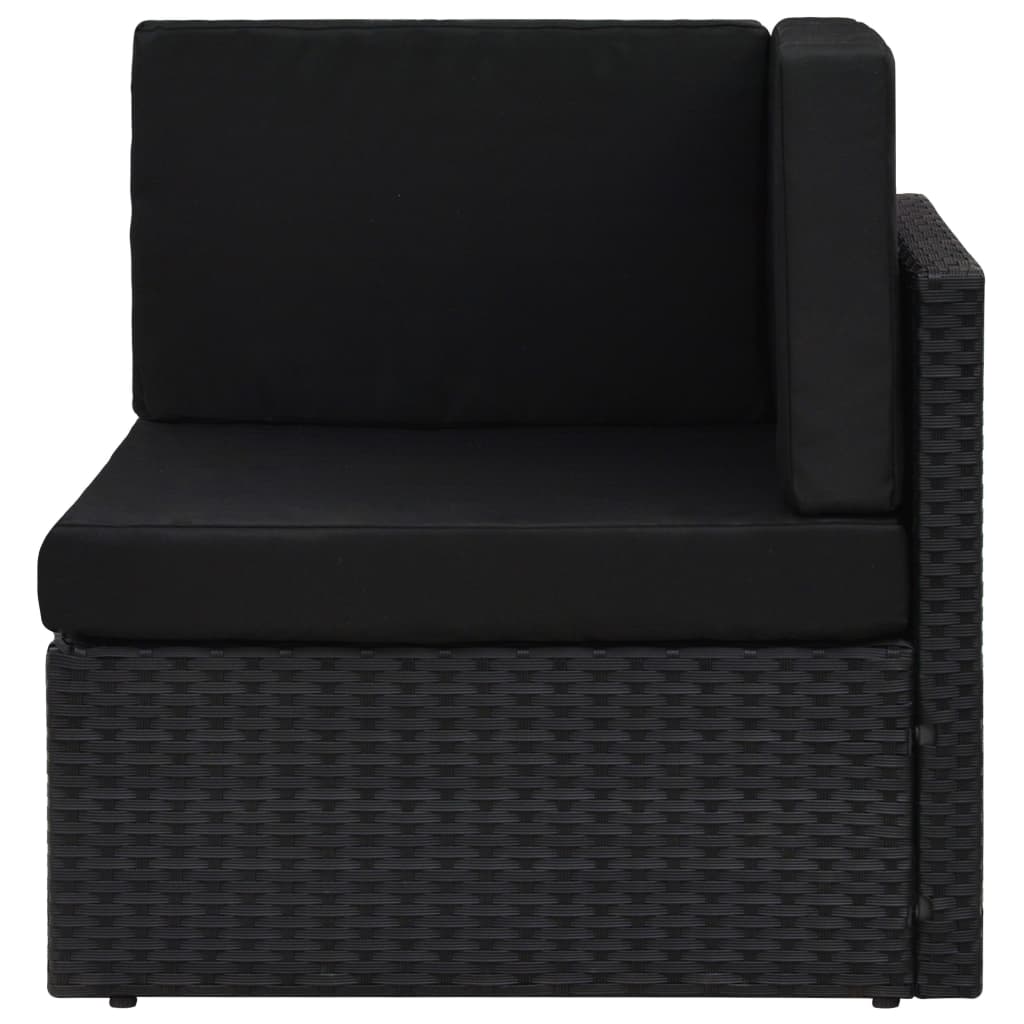 14 részes fekete polyrattan kerti ülőgarnitúra párnákkal