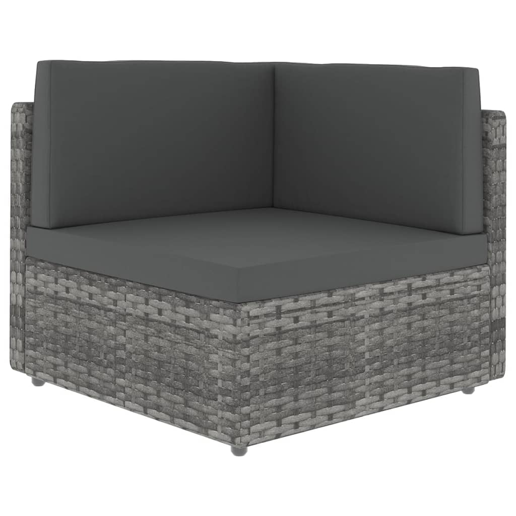 10 részes szürke polyrattan kerti ülőgarnitúra párnákkal