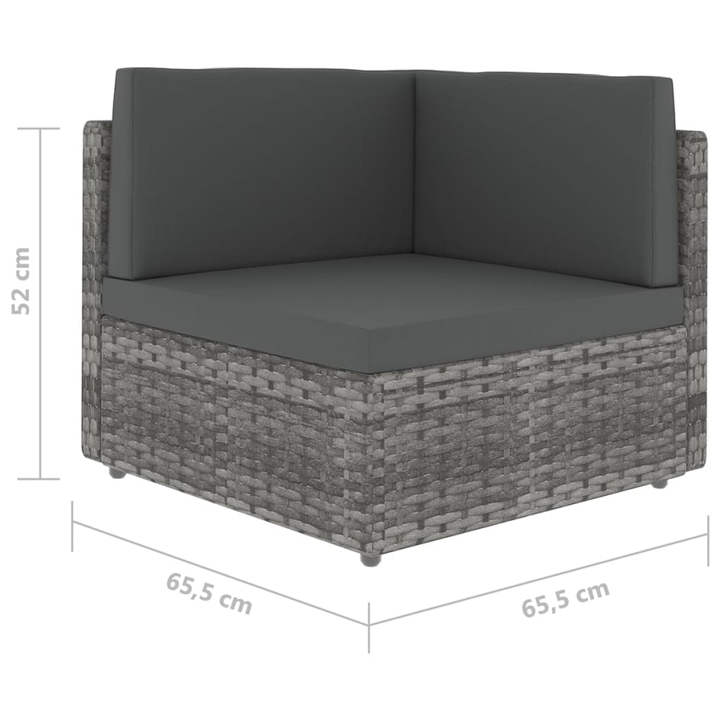 7 részes szürke polyrattan kerti ülőgarnitúra párnákkal