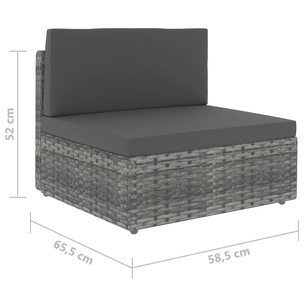 7 részes szürke polyrattan kerti ülőgarnitúra párnákkal