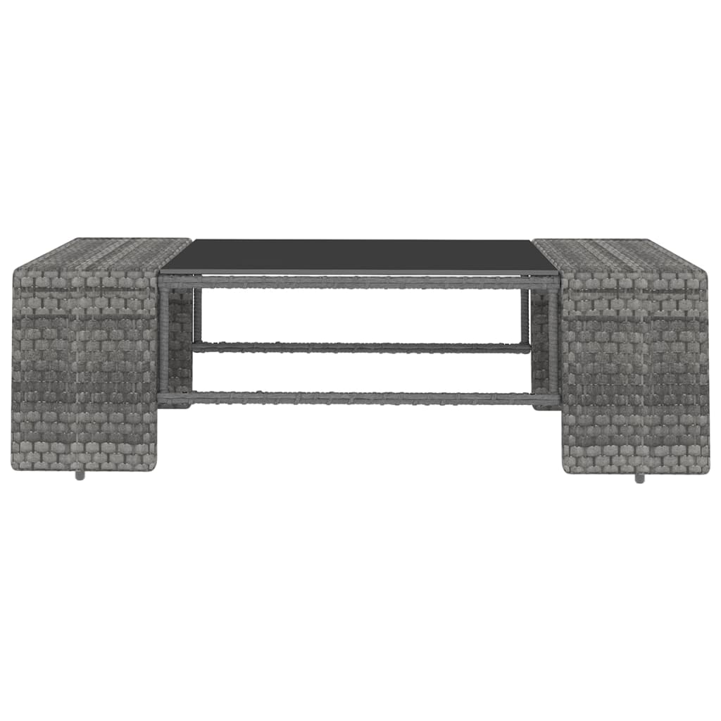 12 részes szürke polyrattan kerti ülőgarnitúra párnákkal