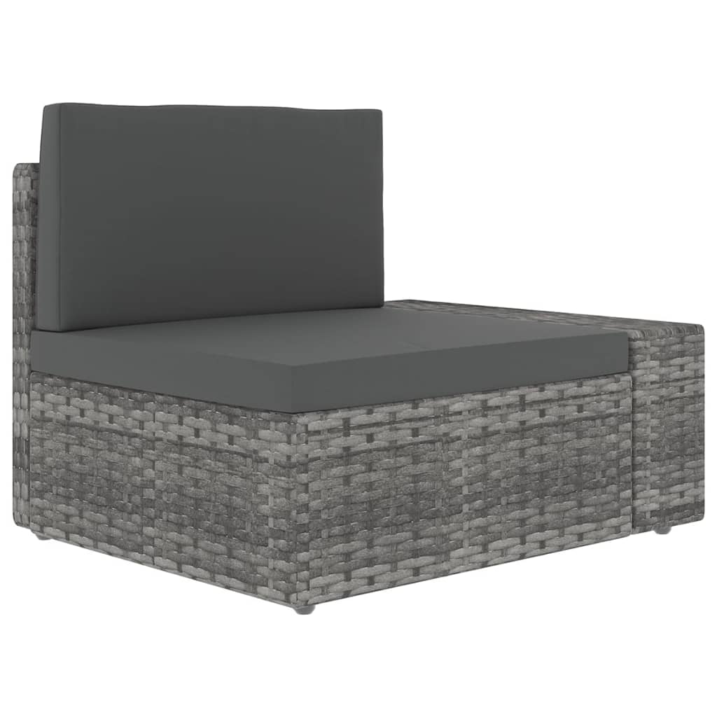 11 részes szürke polyrattan kerti ülőgarnitúra párnákkal