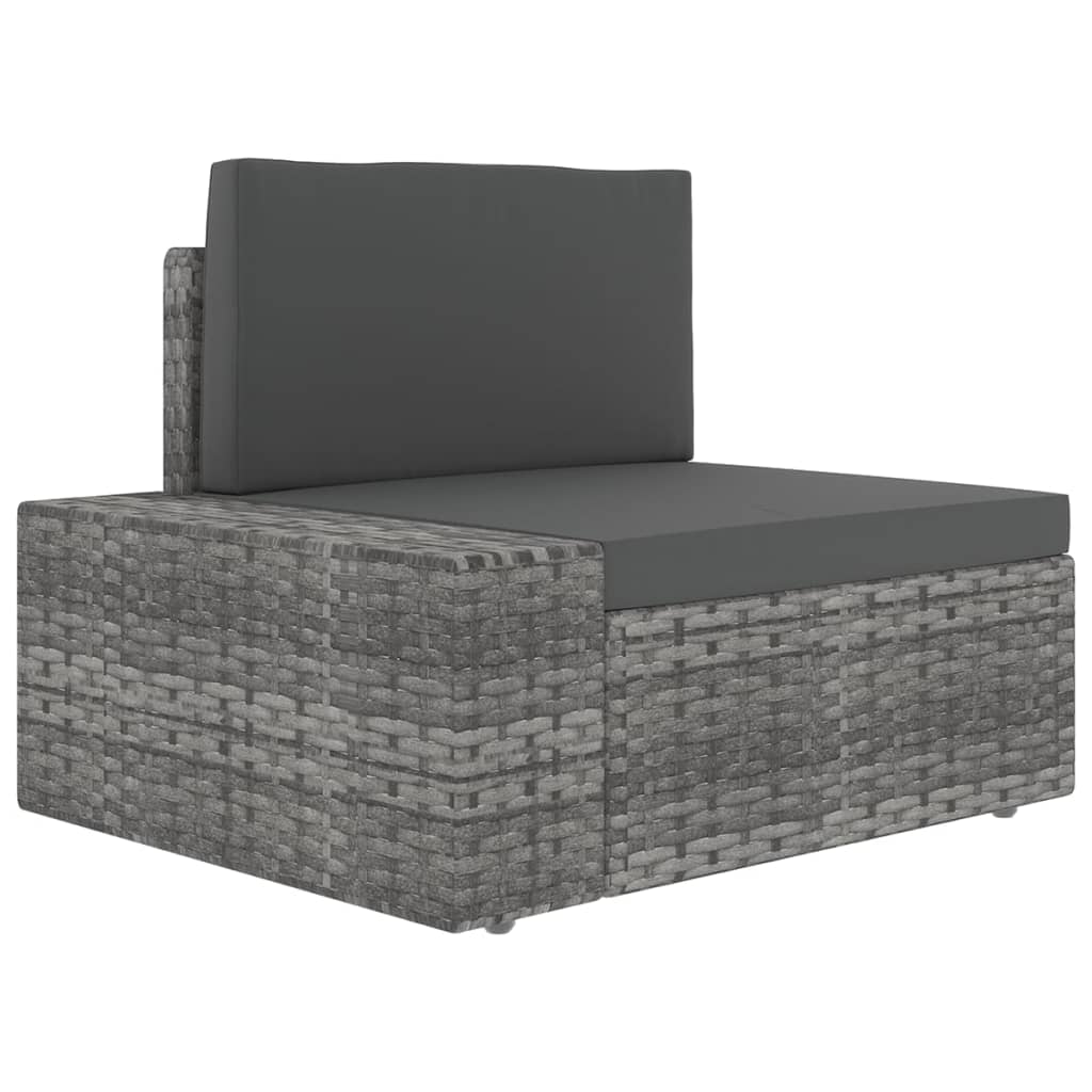 11 részes szürke polyrattan kerti ülőgarnitúra párnákkal