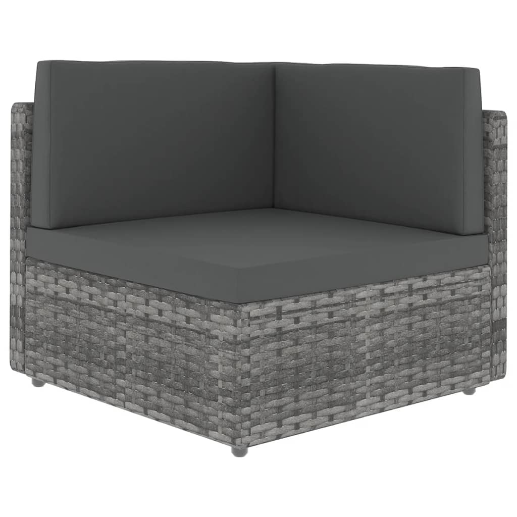 10 részes szürke polyrattan kerti ülőgarnitúra párnákkal