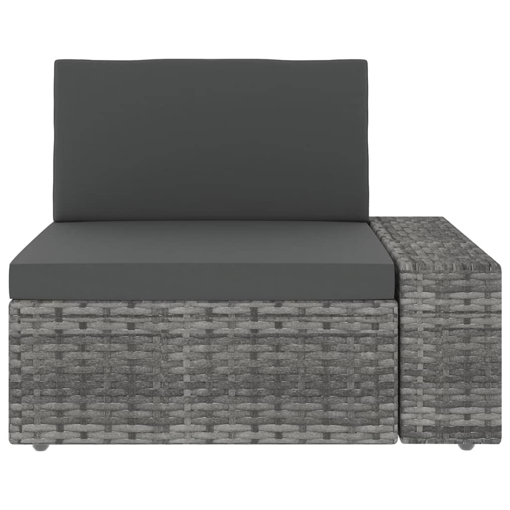 14 részes szürke polyrattan kerti ülőgarnitúra párnákkal