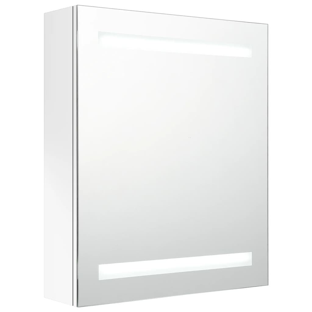 Fényes fehér led-es tükrös fürdőszobaszekrény 50 x 14 x 60 cm
