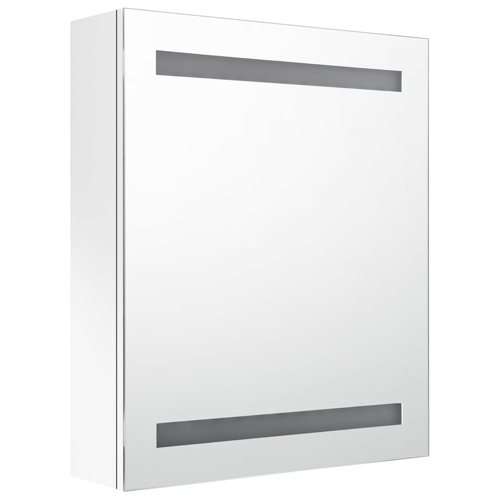Fényes fehér led-es tükrös fürdőszobaszekrény 50 x 14 x 60 cm