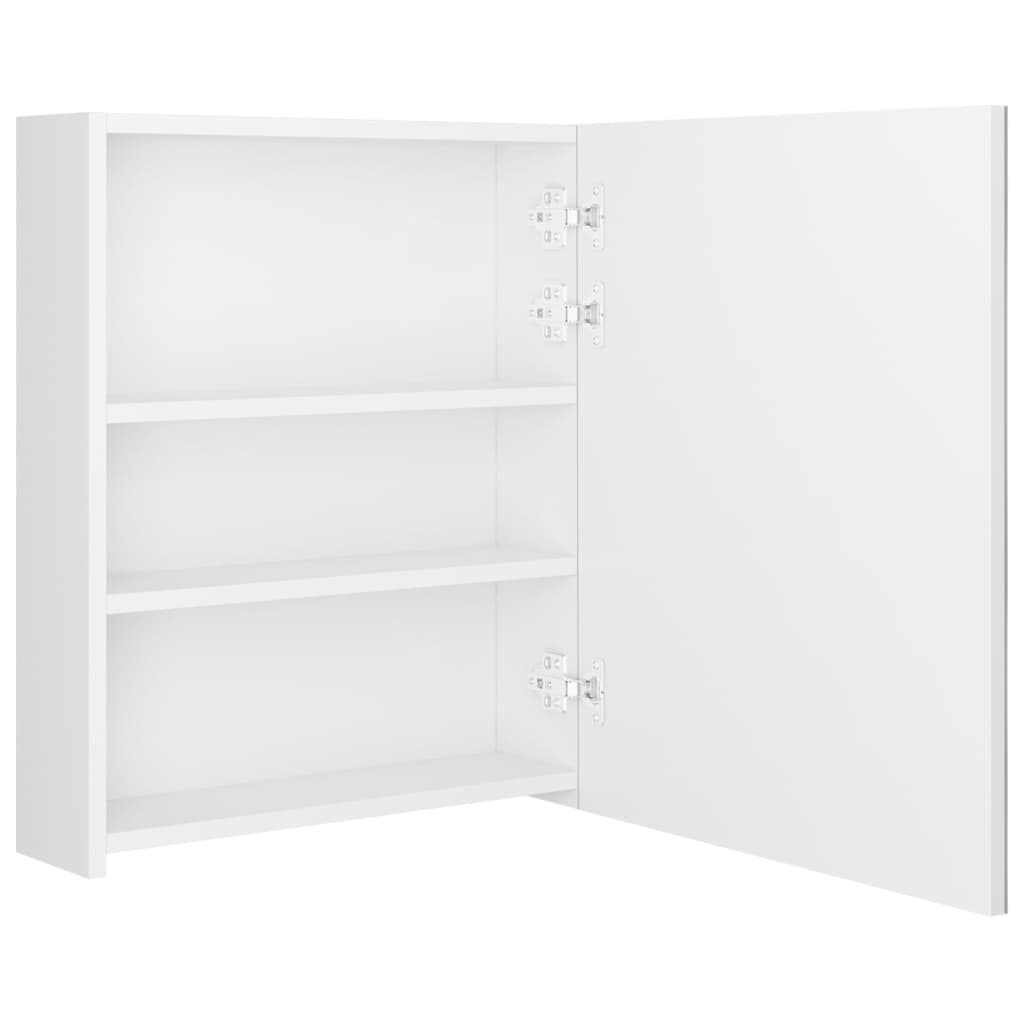 Fényes fehér led-es tükrös fürdőszobaszekrény 50 x 14 x 60 cm