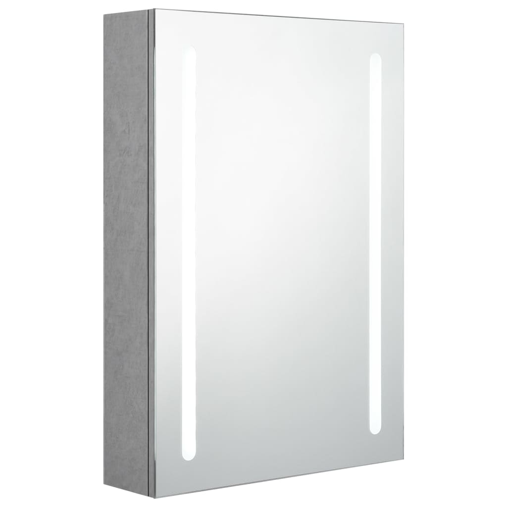 Betonszürke led-es tükrös fürdőszobaszekrény 50 x 13 x 70 cm