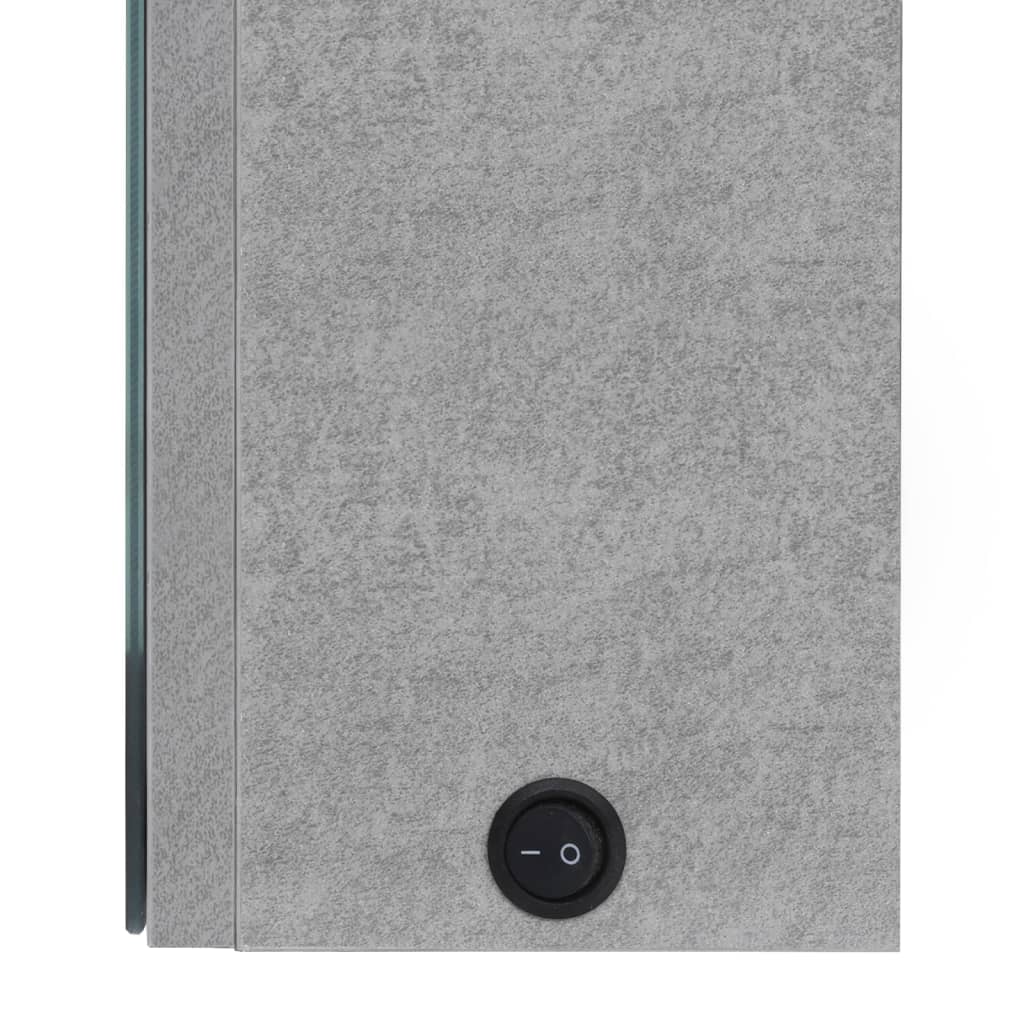 Betonszürke led-es tükrös fürdőszobaszekrény 50 x 13 x 70 cm