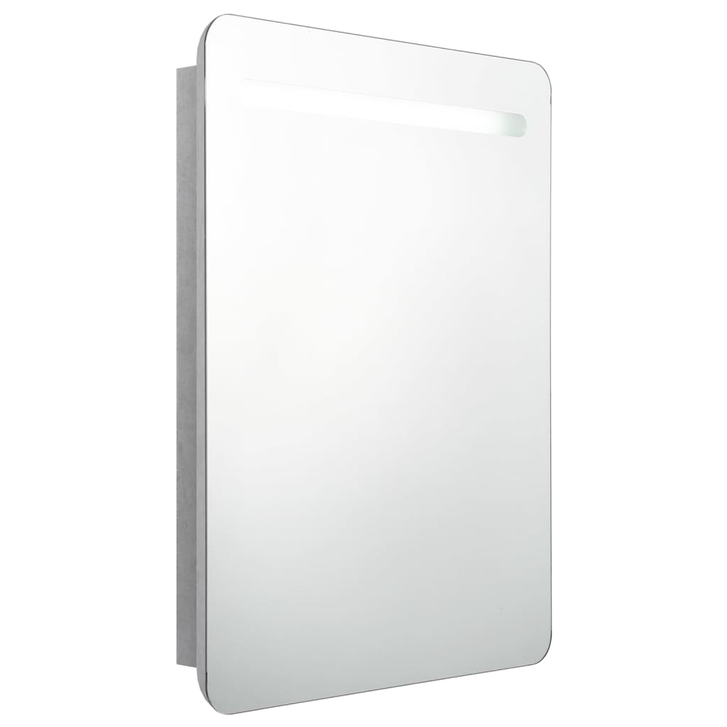 Betonszürke led-es tükrös fürdőszobaszekrény 60 x 11 x 80 cm