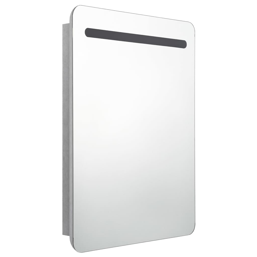 Betonszürke led-es tükrös fürdőszobaszekrény 60 x 11 x 80 cm