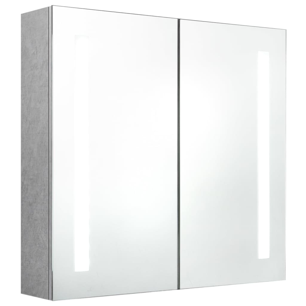 Betonszürke led-es tükrös fürdőszobaszekrény 62 x 14 x 60 cm