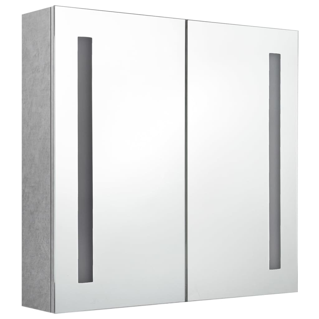 Betonszürke led-es tükrös fürdőszobaszekrény 62 x 14 x 60 cm