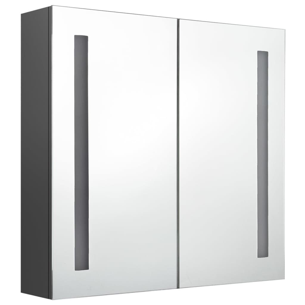 Betonszürke led-es tükrös fürdőszobaszekrény 62 x 14 x 60 cm