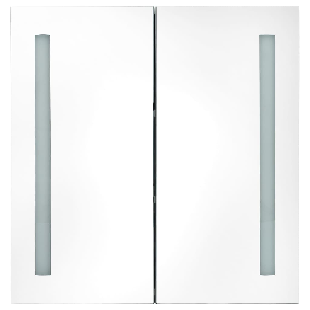 Betonszürke led-es tükrös fürdőszobaszekrény 62 x 14 x 60 cm
