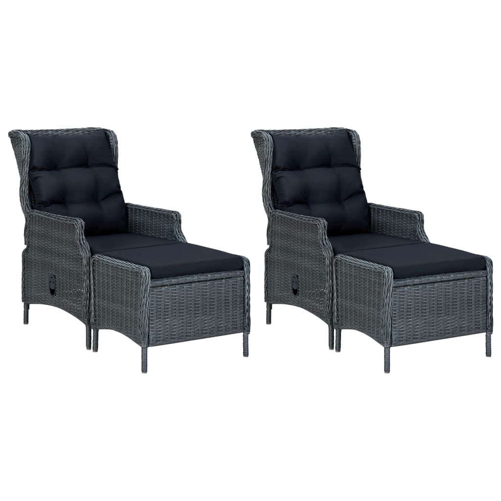 5 részes sötétszürke kerti étkezőgarnitúra