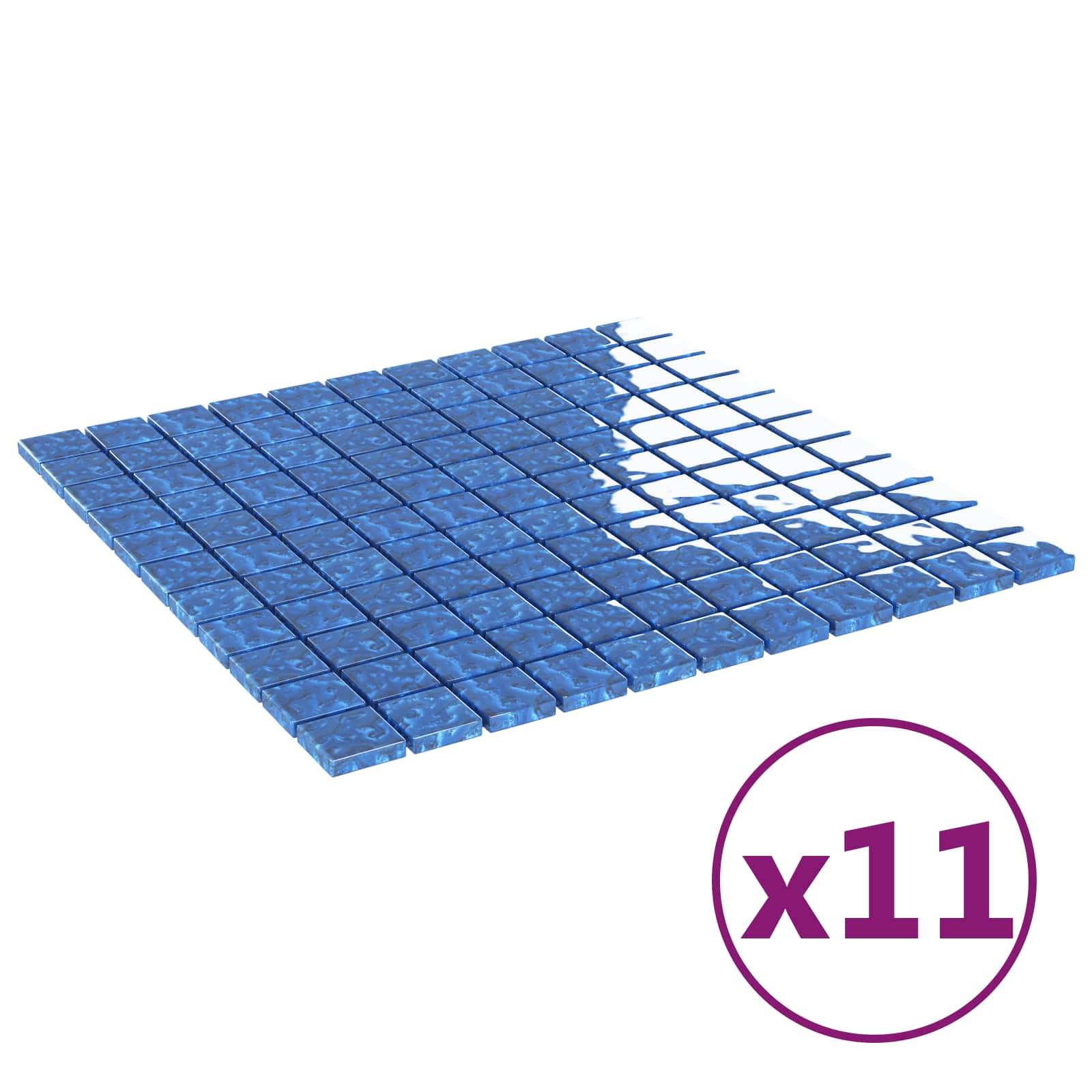 Mozaik csempe 11 pcs kék 50 x 50 cm üveg