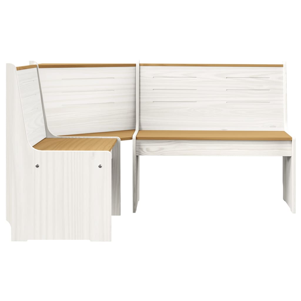 Mézbarna és fehér tömör fenyőfa sarokpad 151 cm