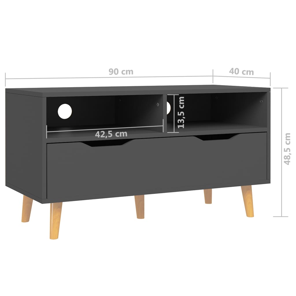 Szürke forgácslap tv-szekrény 90 x 40 x 48,5 cm