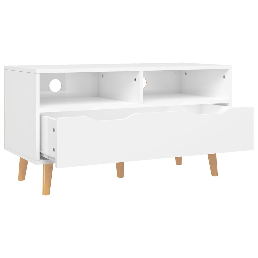 Magasfényű fehér forgácslap tv-szekrény 90 x 40 x 48,5 cm
