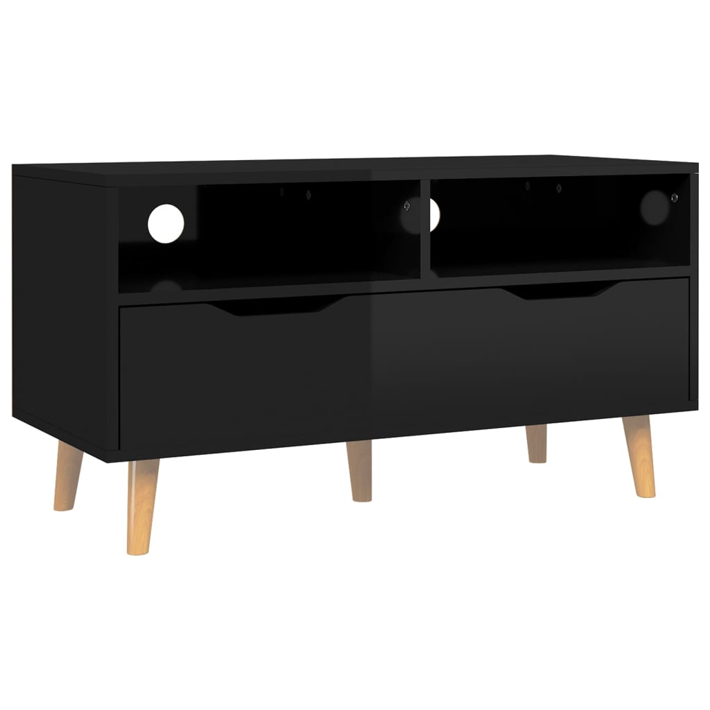 Magasfényű fekete forgácslap tv-szekrény 90 x 40 x 48,5 cm Magasfényű fekete forgácslap tv-szekrény 90 x 40 x 48,5 cm