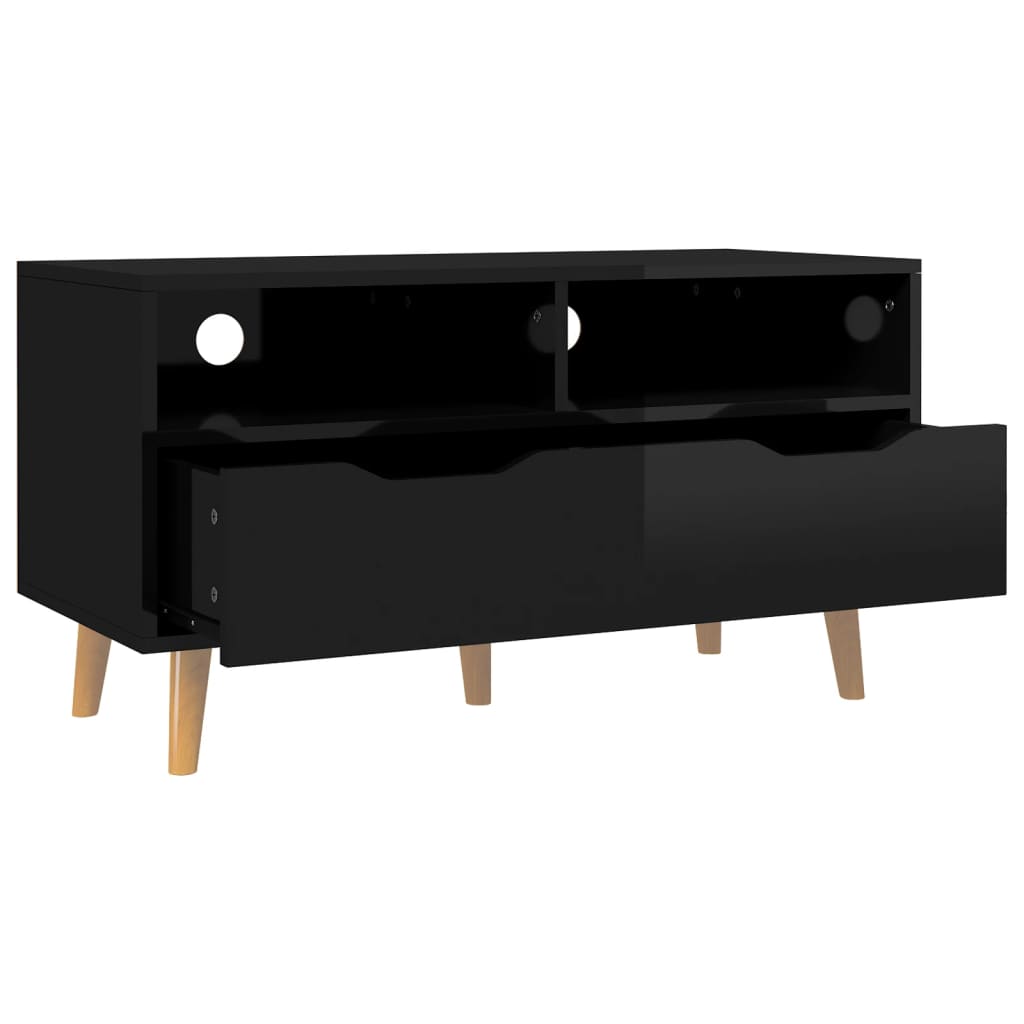 Magasfényű fekete forgácslap tv-szekrény 90 x 40 x 48,5 cm Magasfényű fekete forgácslap tv-szekrény 90 x 40 x 48,5 cm