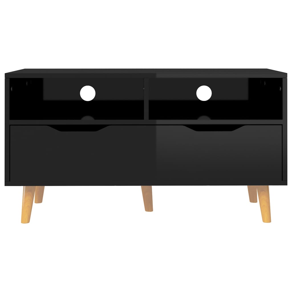 Magasfényű fekete forgácslap tv-szekrény 90 x 40 x 48,5 cm Magasfényű fekete forgácslap tv-szekrény 90 x 40 x 48,5 cm