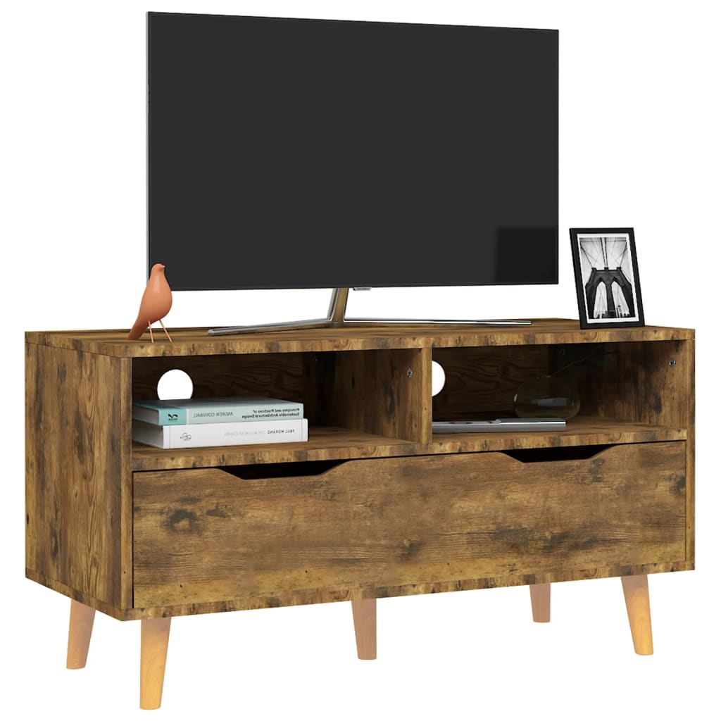 Füstös tölgyszínű forgácslap tv-szekrény 90 x 40 x 48,5 cm Füstös tölgyszínű forgácslap tv-szekrény 90 x 40 x 48,5 cm
