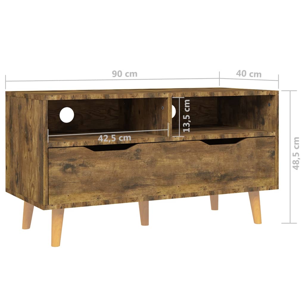 Füstös tölgyszínű forgácslap tv-szekrény 90 x 40 x 48,5 cm Füstös tölgyszínű forgácslap tv-szekrény 90 x 40 x 48,5 cm