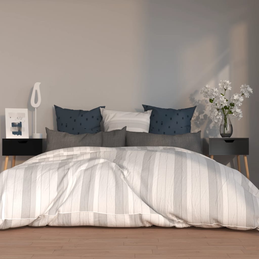 2 db magasfényű fekete forgácslap éjjeliszekrény 40x40x56 cm