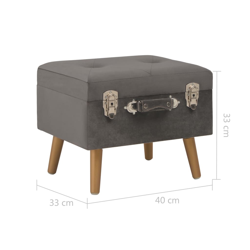 Szürke bársony tárolóülőke 40 cm