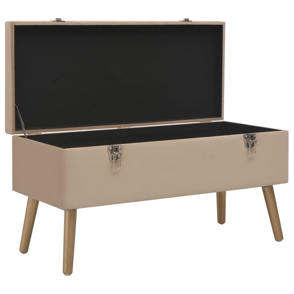 Bézs bársonypad tárolórekesszel 80 cm