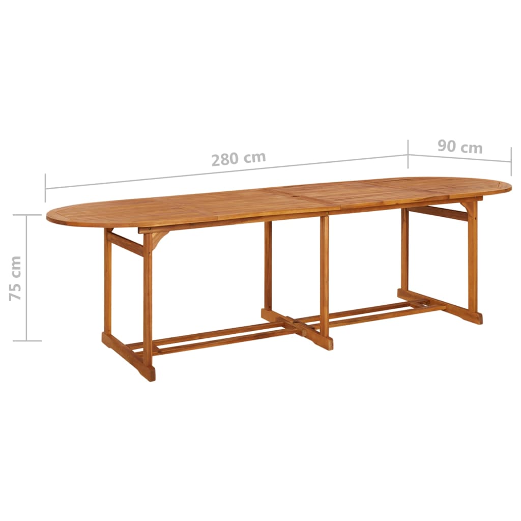 Tömör akácfa kerti étkezőasztal 280 x 90 x 75 cm Tömör akácfa kerti étkezőasztal 280 x 90 x 75 cm