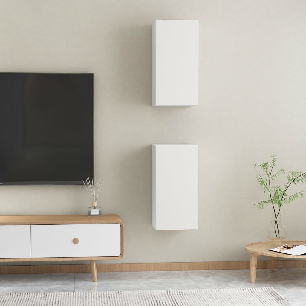 2 db fehér forgácslap tv-szekrény 30,5 x 30 x 60 cm