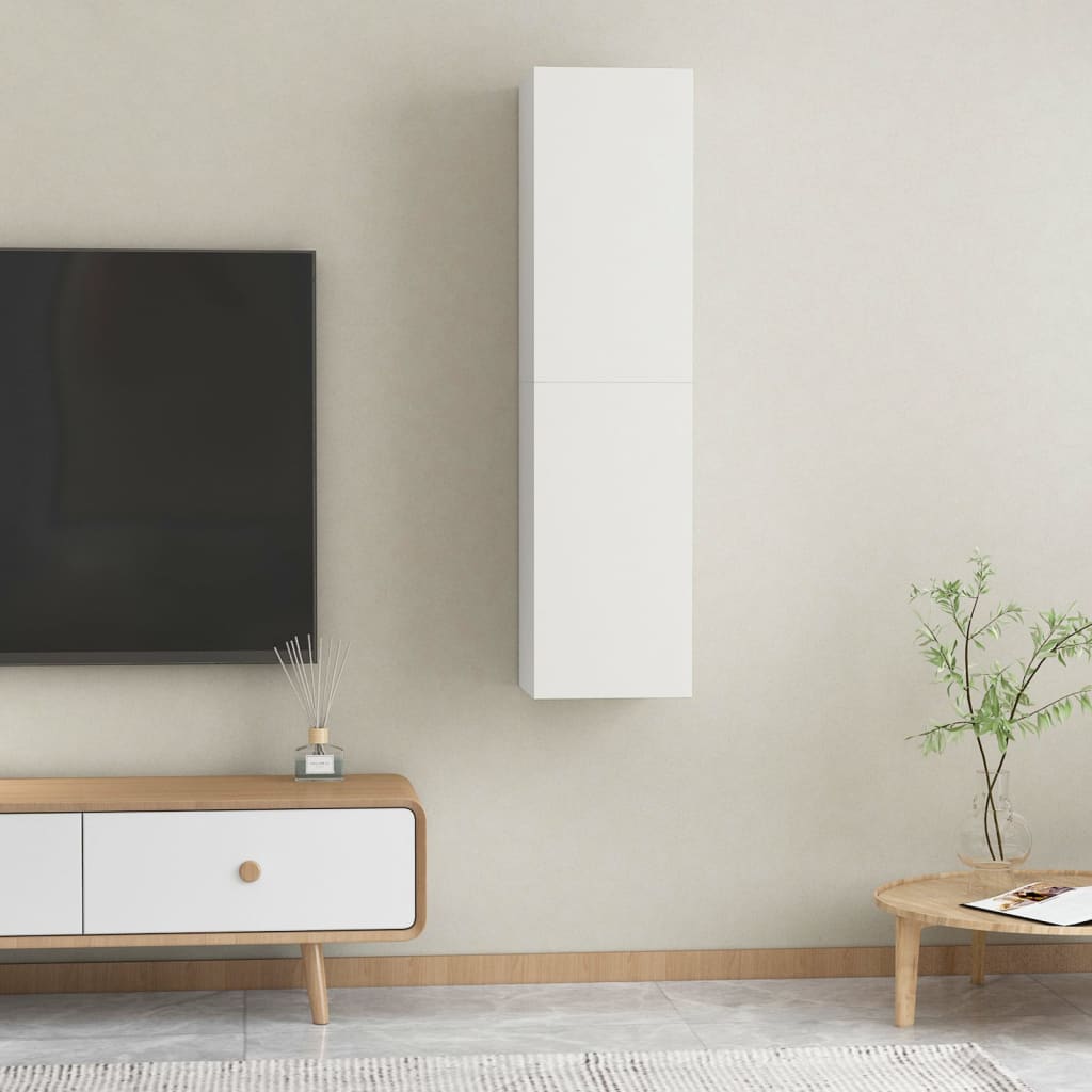 2 db fehér forgácslap tv-szekrény 30,5 x 30 x 60 cm