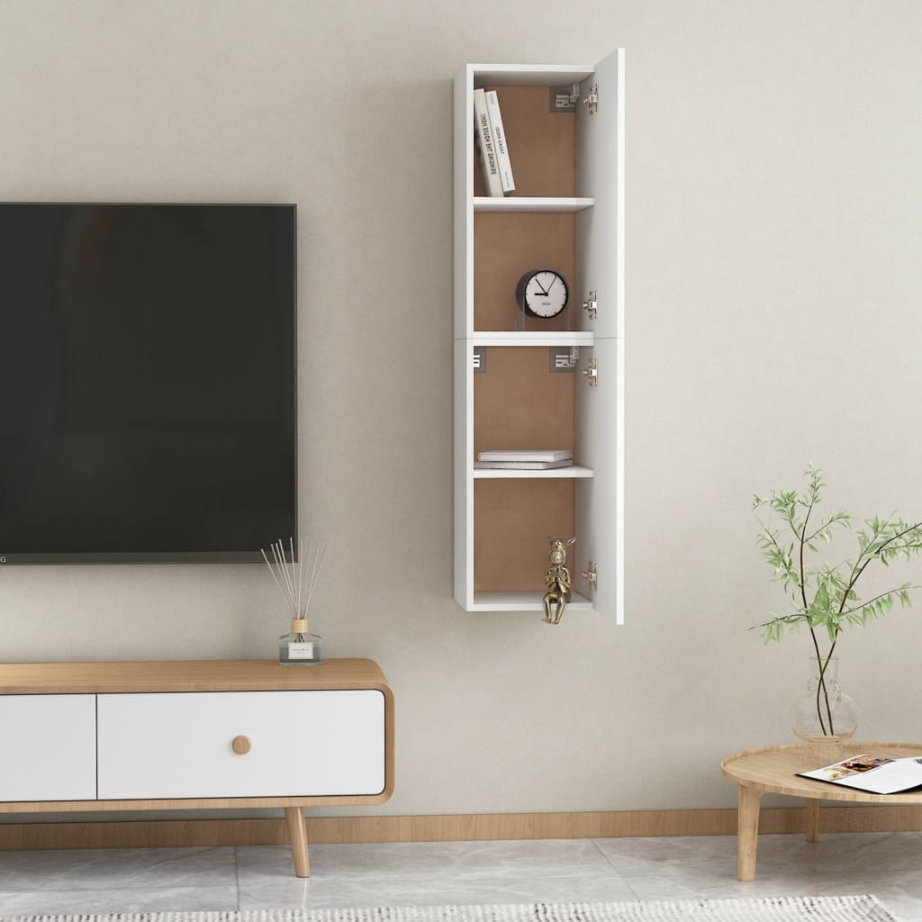 2 db fehér forgácslap tv-szekrény 30,5 x 30 x 60 cm
