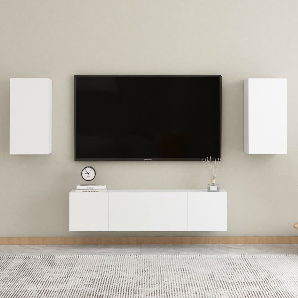 2 db fehér forgácslap tv-szekrény 30,5 x 30 x 60 cm
