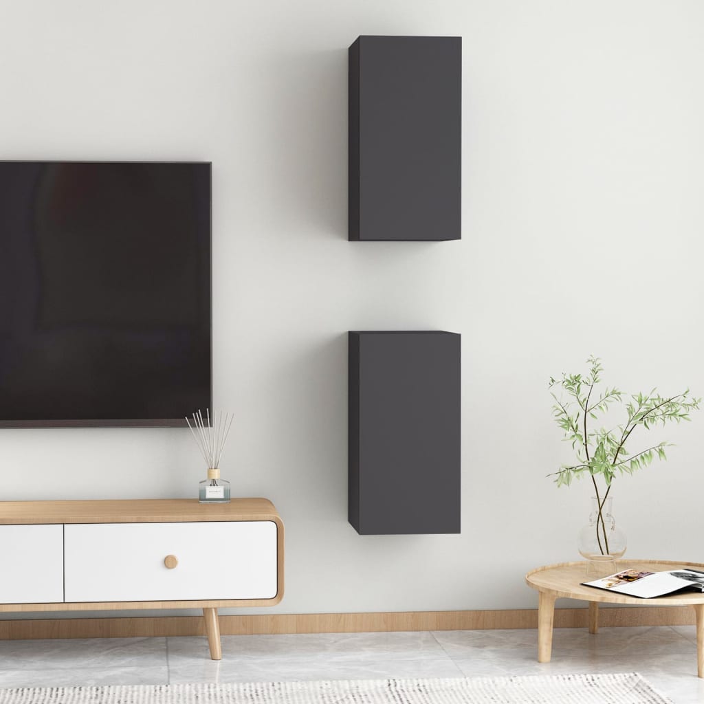 2 db szürke forgácslap tv-szekrény 30,5 x 30 x 60 cm