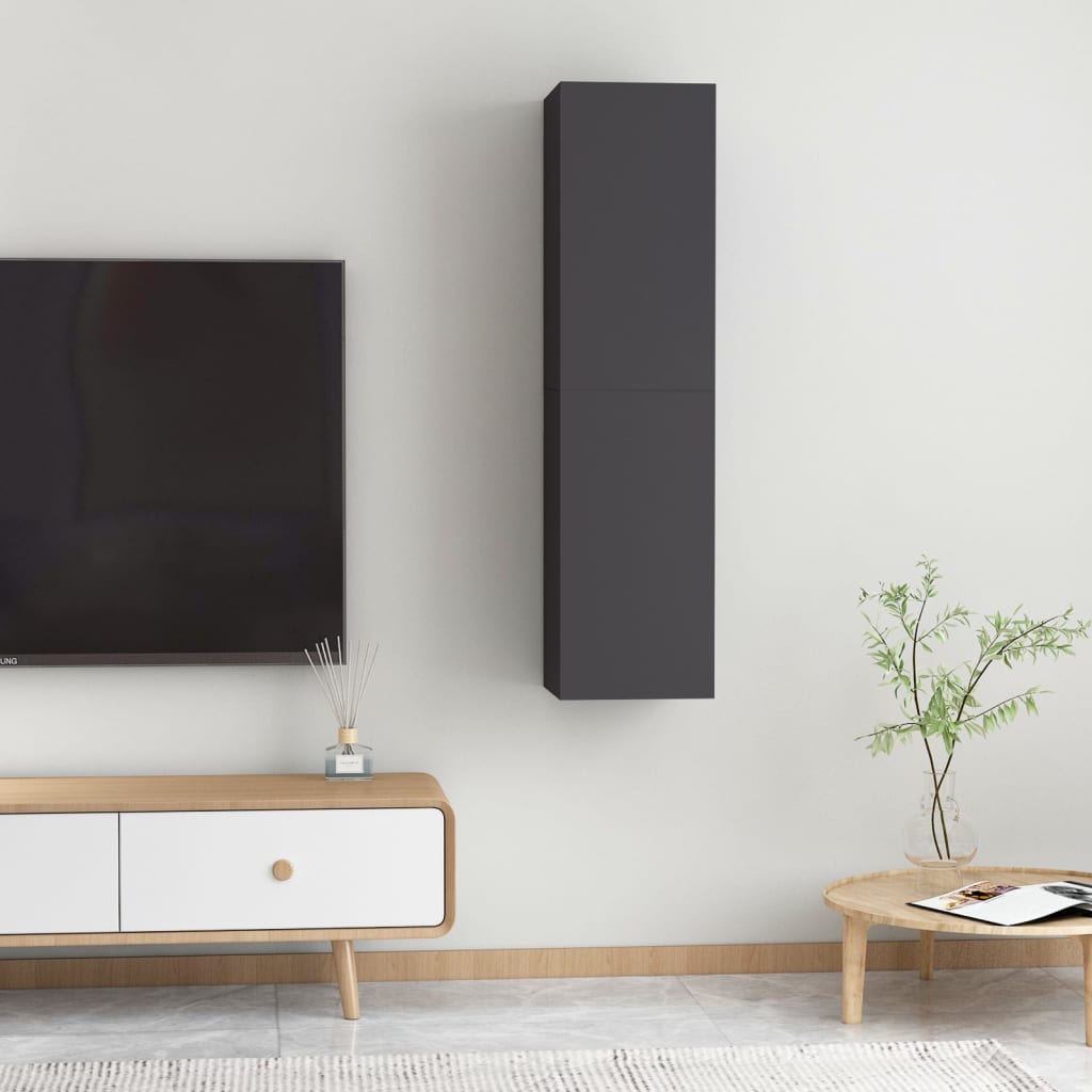 2 db szürke forgácslap tv-szekrény 30,5 x 30 x 60 cm