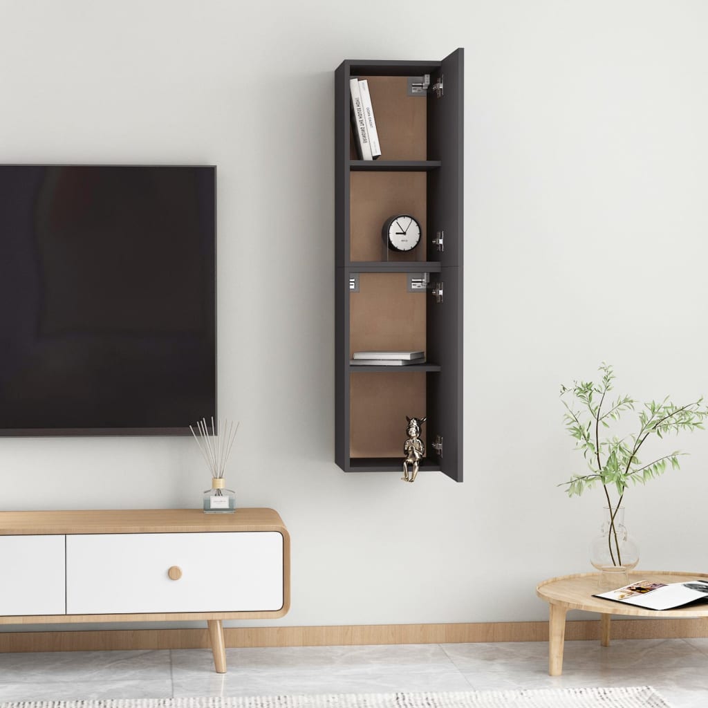 2 db szürke forgácslap tv-szekrény 30,5 x 30 x 60 cm