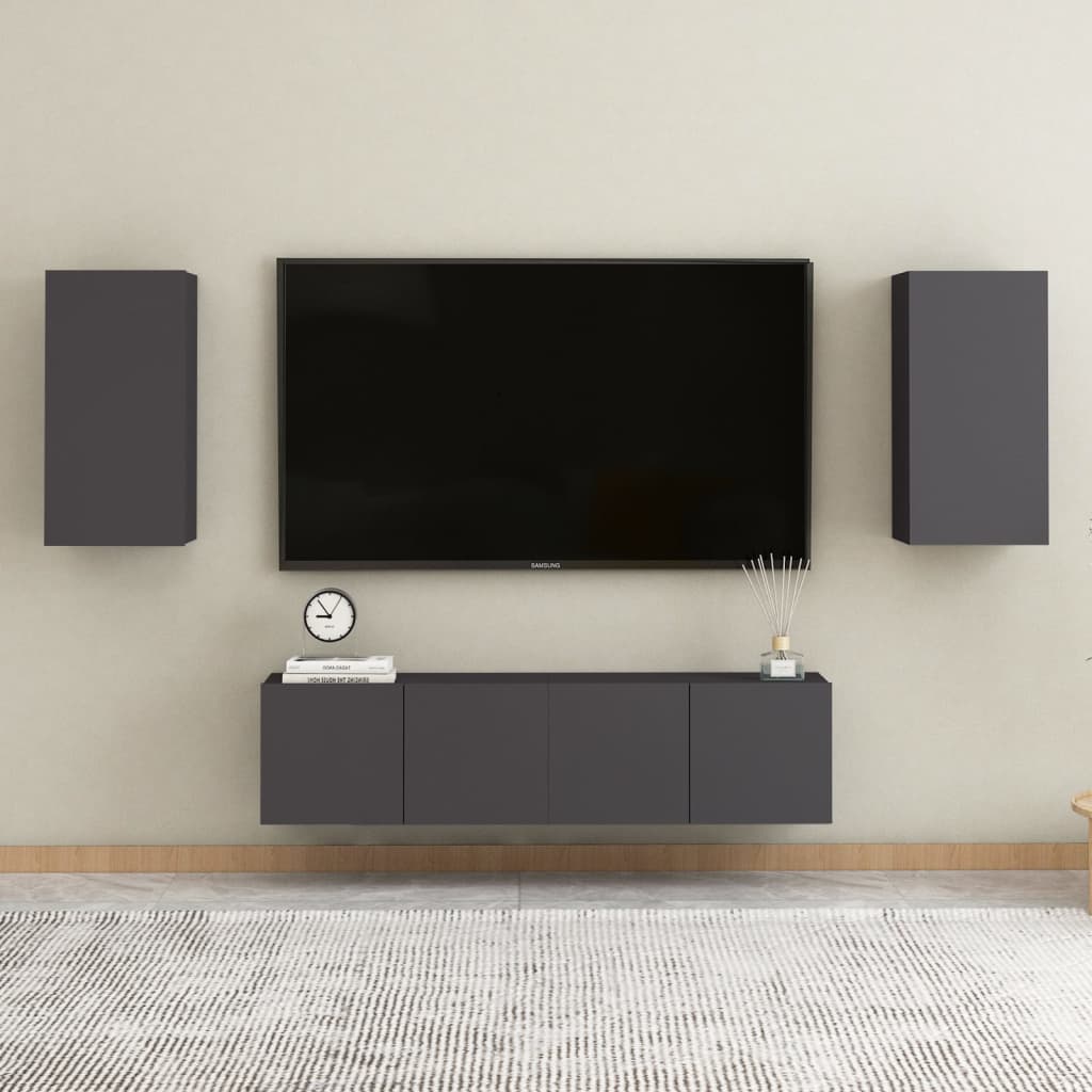 2 db szürke forgácslap tv-szekrény 30,5 x 30 x 60 cm