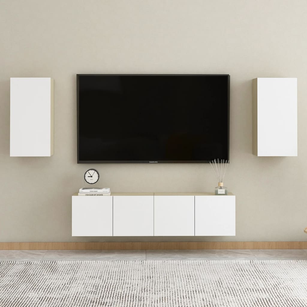 Fehér és tölgyszínű forgácslap tv-szekrény 30,5 x 30 x 60 cm