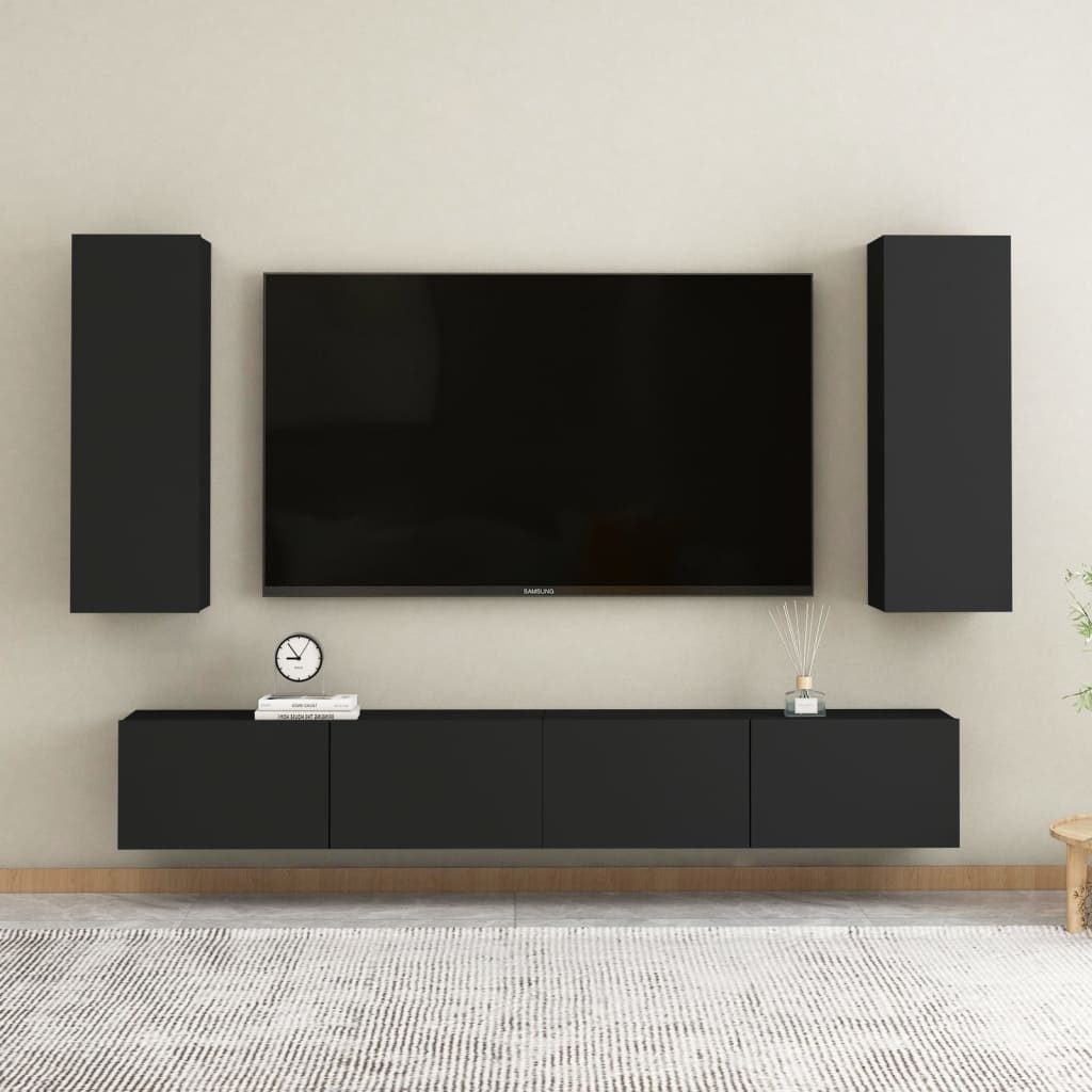 2 db fekete forgácslap tv-szekrény 30,5 x 30 x 90 cm 2 db fekete forgácslap tv-szekrény 30,5 x 30 x 90 cm