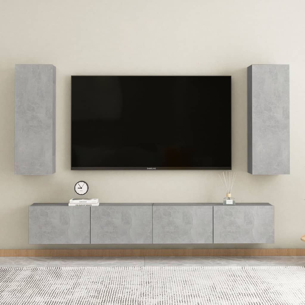 Betonszürke forgácslap tv-szekrény 30,5 x 30 x 90 cm Betonszürke forgácslap tv-szekrény 30,5 x 30 x 90 cm