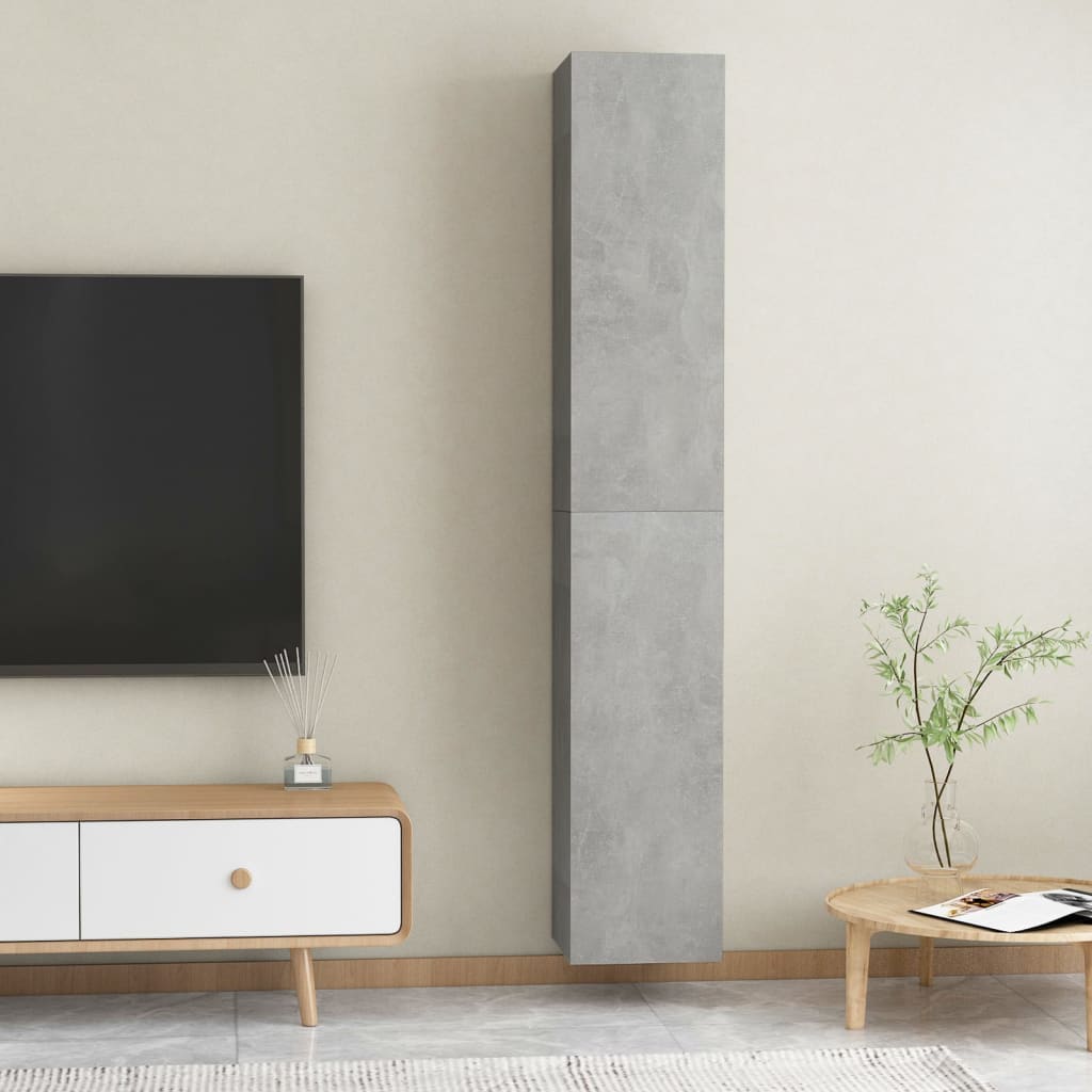 2 db betonszürke forgácslap tv-szekrény 30,5 x 30 x 90 cm