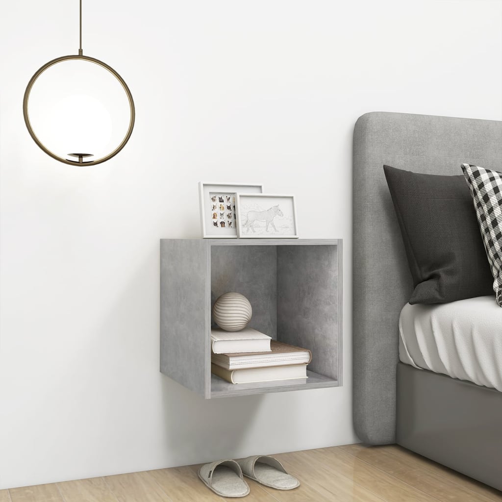 Betonszürke forgácslap faliszekrény 37 x 37 x 37 cm