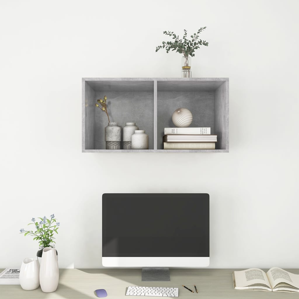 Betonszürke falra szerelhető forgácslap tv-szekrény 37x37x72 cm Betonszürke falra szerelhető forgácslap tv-szekrény 37x37x72 cm
